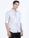 Men's Green Slim Fit Twill Printed Full Sleeve Casual Shirt