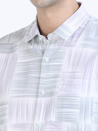Men's Green Slim Fit Twill Printed Full Sleeve Casual Shirt