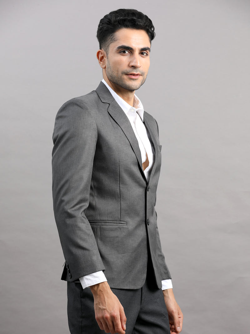 Shop Men's Grey Cotton Blend Slim Fit Casual Blazer Online.