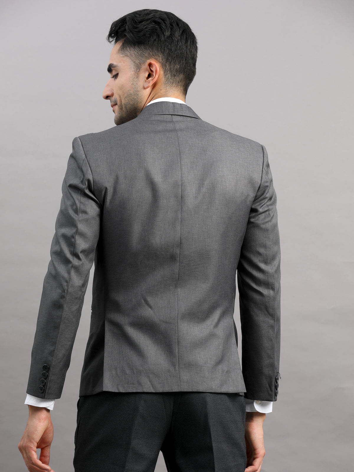 Shop Men's Grey Cotton Blend Slim Fit Casual Blazer Online.