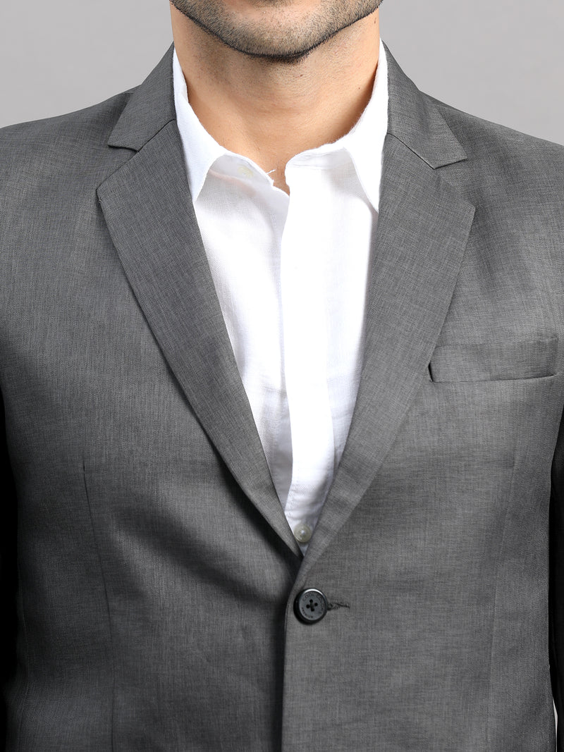 Shop Men's Grey Cotton Blend Slim Fit Casual Blazer Online.