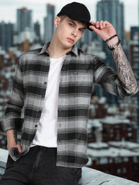 Black Plaid Checked Slim Fit Full Sleeve Shirt