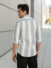 Men Black Stripes Full Sleeve Slim Fit Casual Shirts