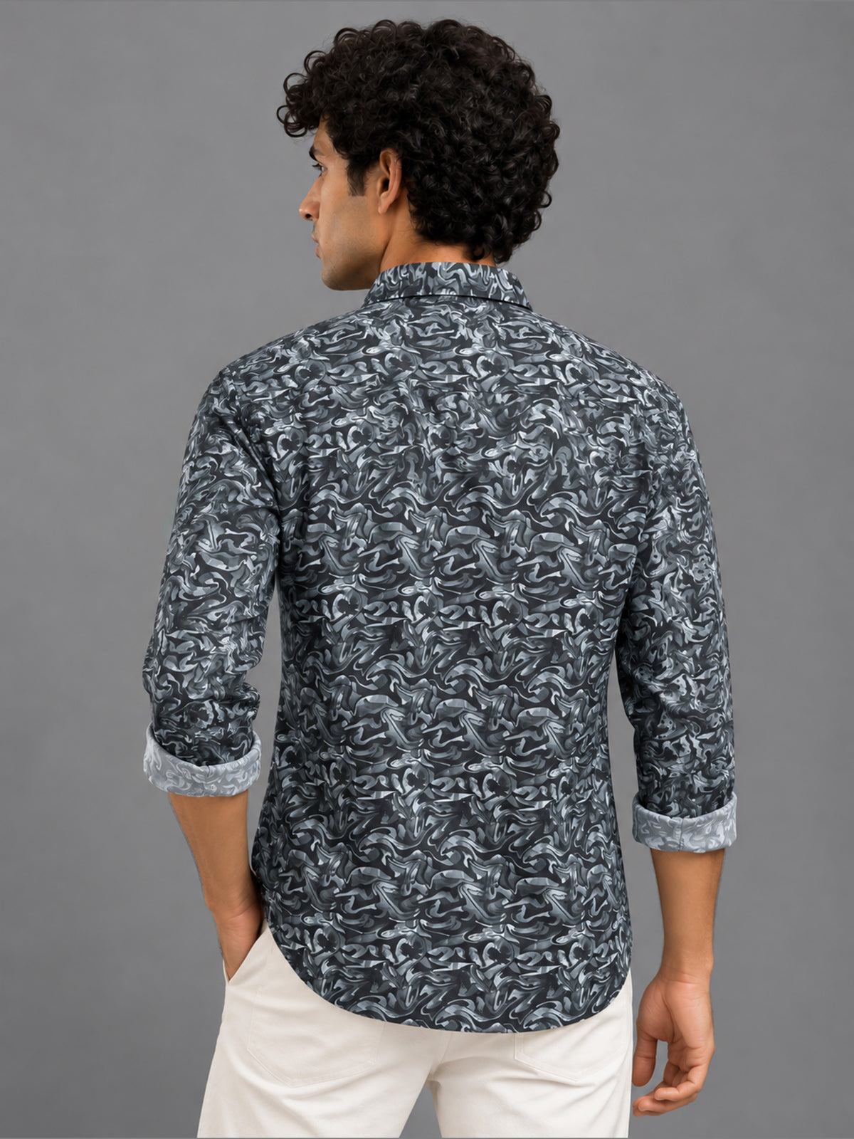 Men Olive Slim Fit Artistic Printed Casual Shirt