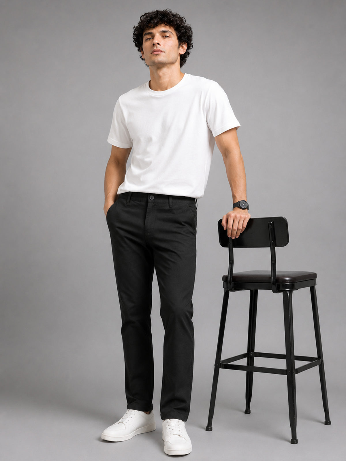 Men's Olive Drift Fit Solid Design Linen Trousers