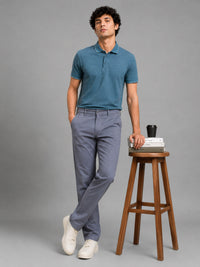 Men's Grey Drift Fit Linen Trousers | Solid Design | Relaxed Silhouette | Smart-Casual & Everyday Wear