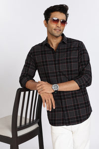 Men Grey Vintage Checks Full Sleeve Slim Fit Casual Shirts