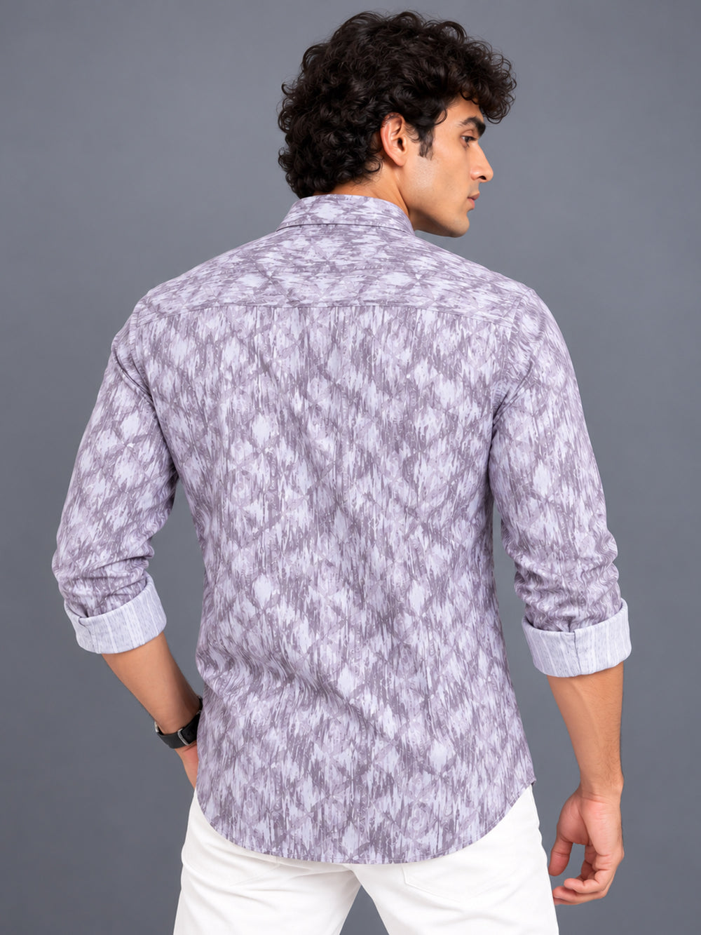 Men's Purple Slim Fit Premium Abstract Printed Casual Shirt
