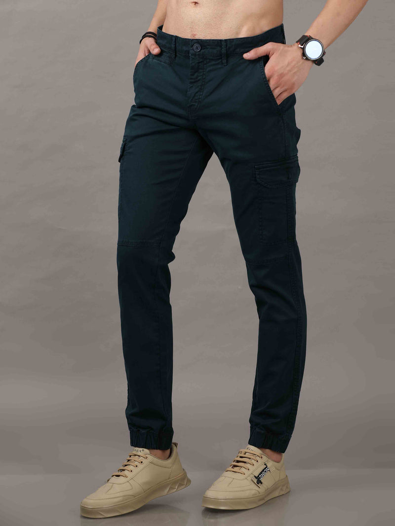 Shop Men's Navy Cargos Pant Solid Casual Joggers Online.