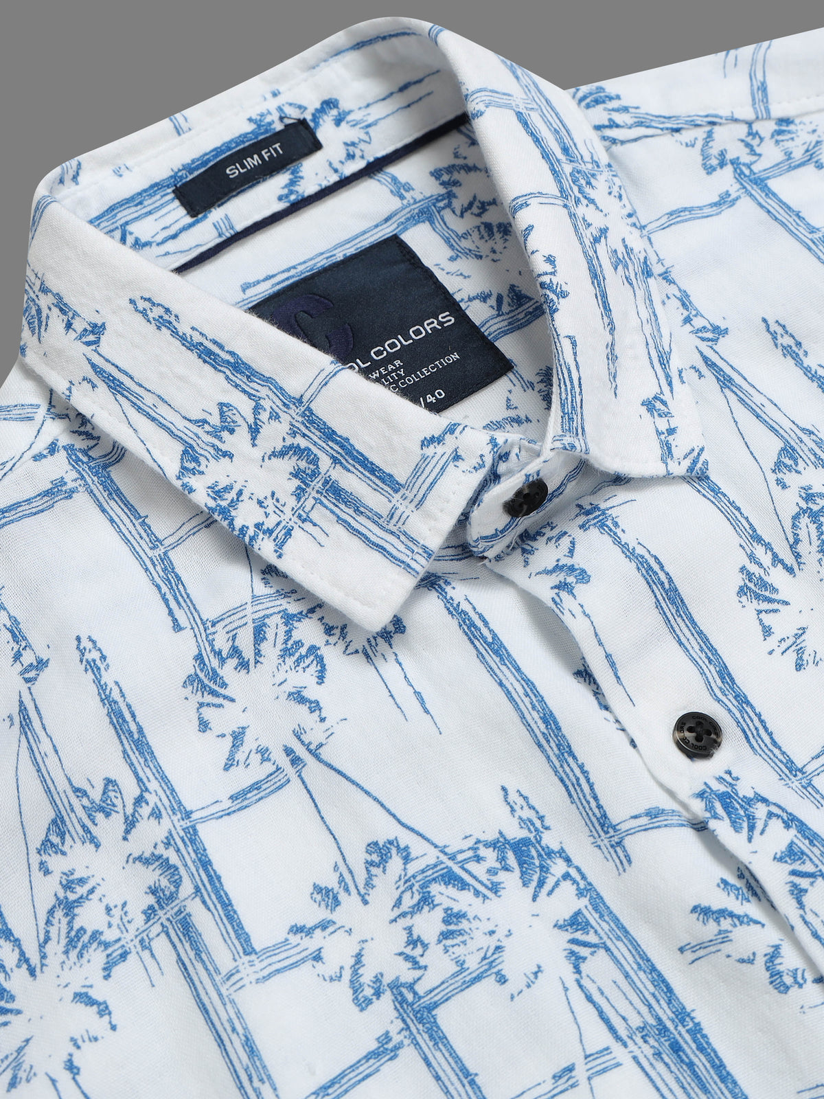 Men Blue Slim Fit Printed Full Sleeve Casual Shirt