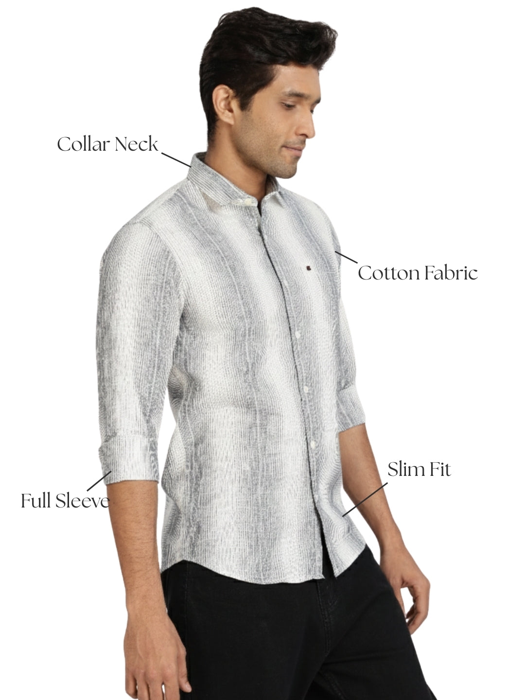 Men Navy Stripes Full Sleeve Slim Fit Casual Shirts