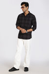 Men Grey Vintage Checks Full Sleeve Slim Fit Casual Shirts