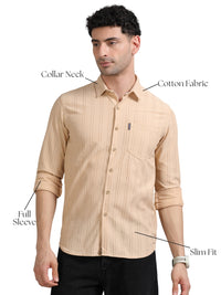 Men Cream Full Sleeve knitted Dobby Casual Shirt