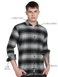 Black Plaid Checked Slim Fit Full Sleeve Shirt