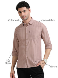 Men Brown Full Sleeve knitted Dobby Casual Shirt