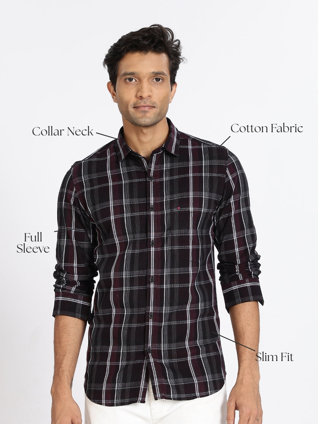 Men Brown Checkered Full Sleeve Slim Fit Casual Shirt