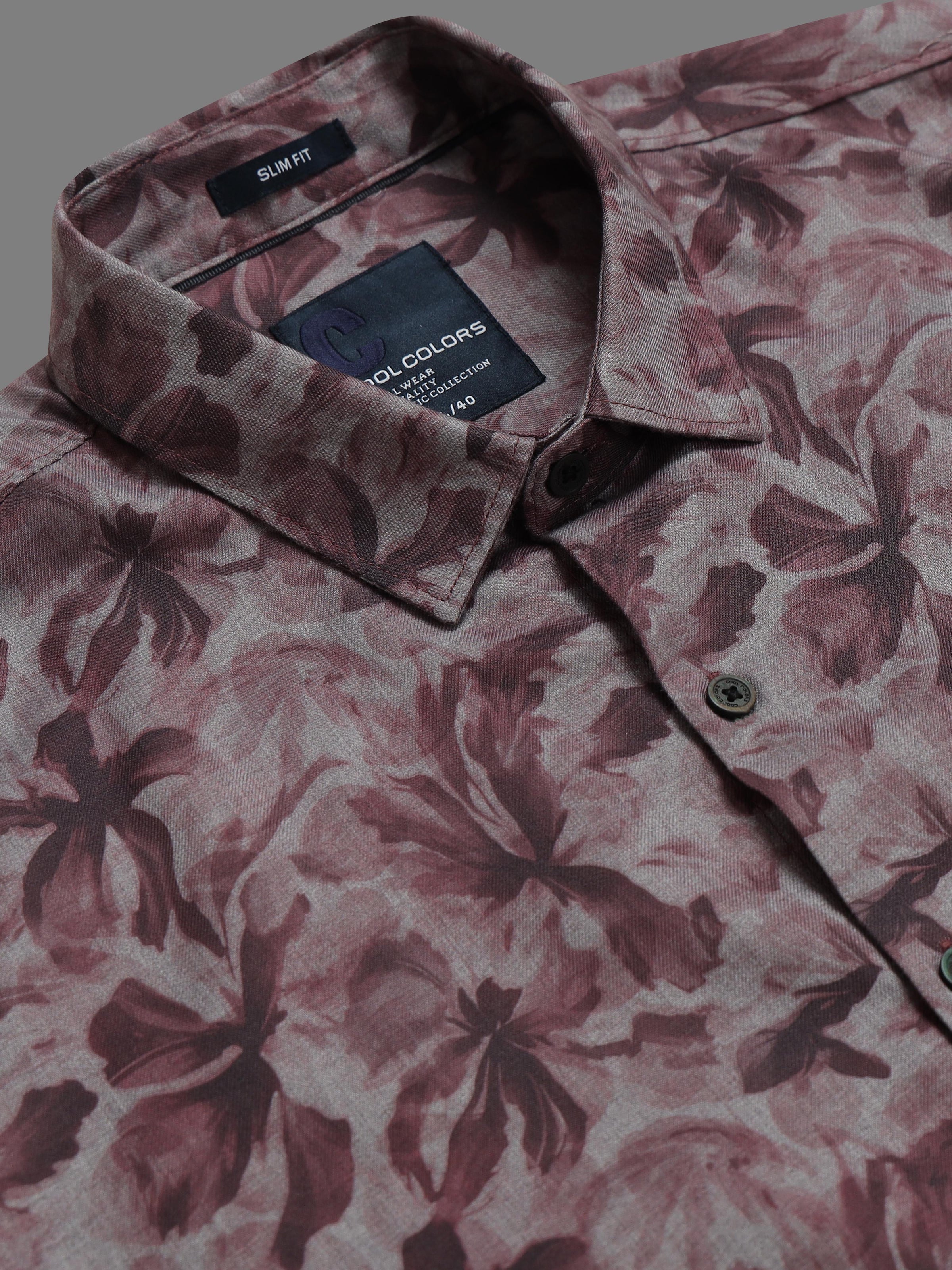 Men Pink Slim Fit Floral Printed Full Sleeve Casual Shirt