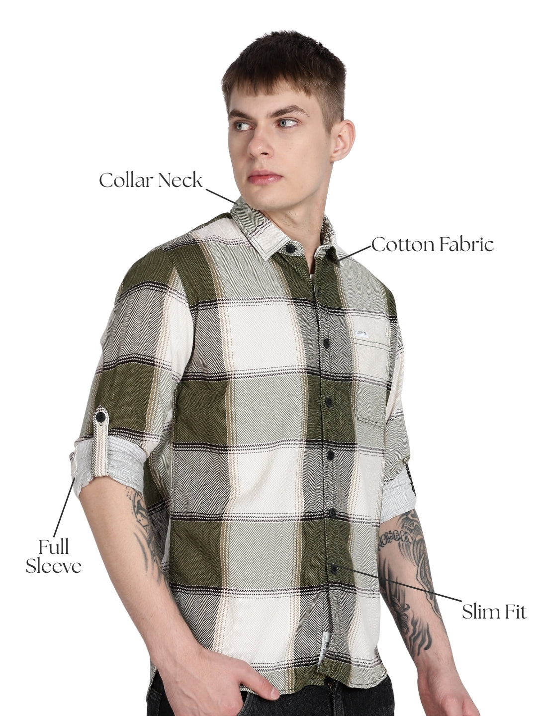 Black Tartan Checks Slim Fit Full Sleeve Shirt