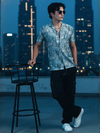 Men Light Green Slim Fit Printed Half Sleeve Casual Shirt