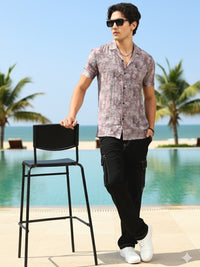 Men Pink  Slim Fit Printed Half Sleeve Casual Shirt