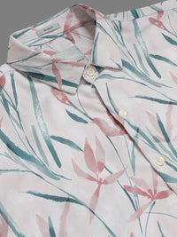Men Pink Slim Fit Floral Print Full Sleeve Casual Shirt