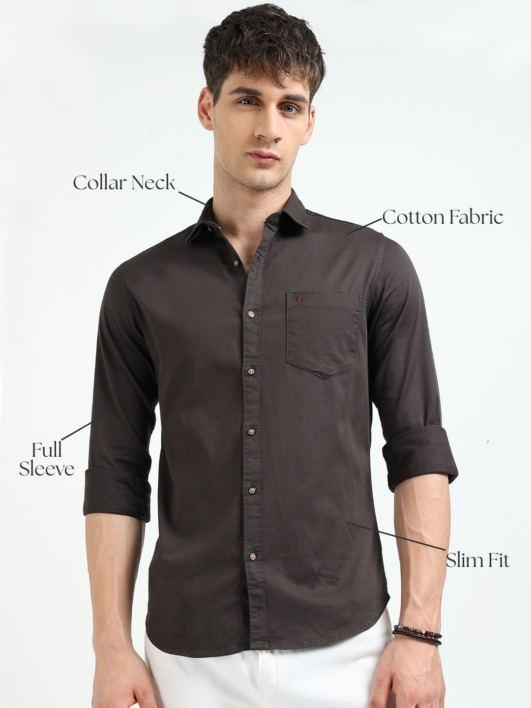 Dk Green Solid Slim Fit Casual Shirts