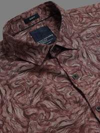Men Maroon Slim Fit Printed Full Sleeve Casual Shirt