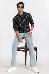 Men Green Checkered  Full Sleeve Slim Fit Casual Shirt