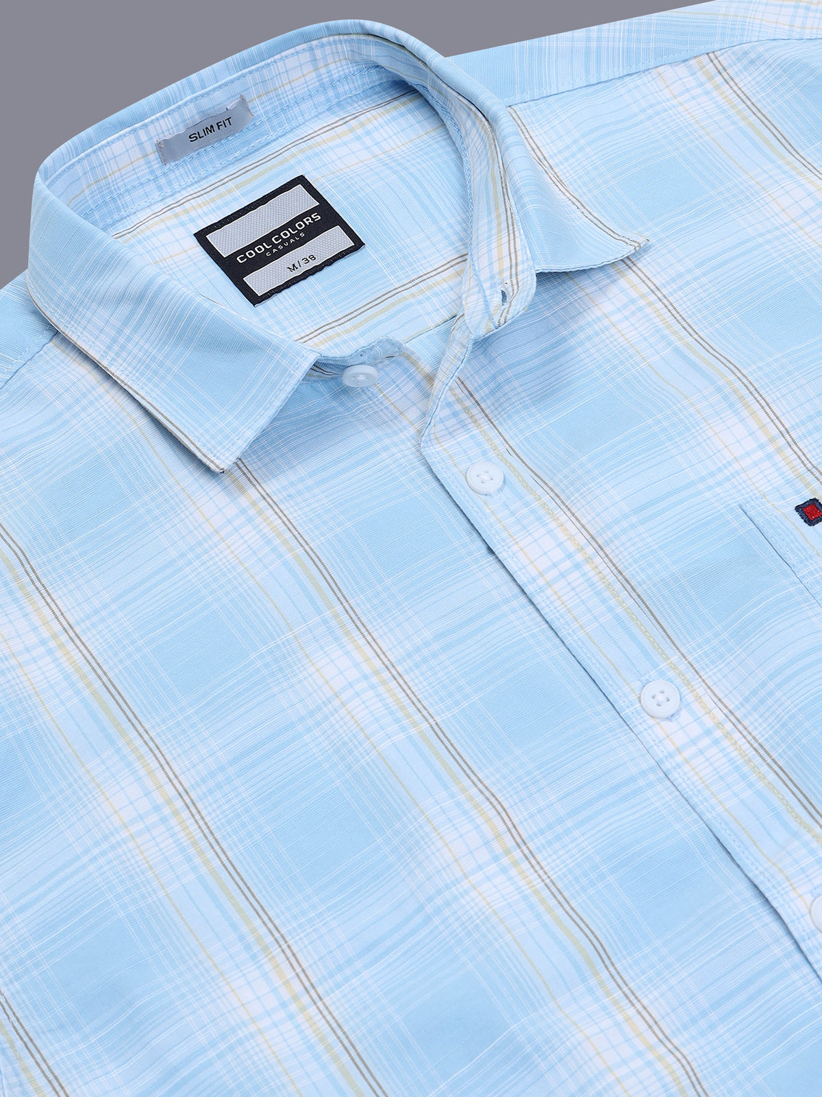 Men’s Blue Checkered Slim Fit Casual Shirt