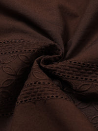 Men Brown Slim Fit Embroidered Full Sleeve Casual Shirt