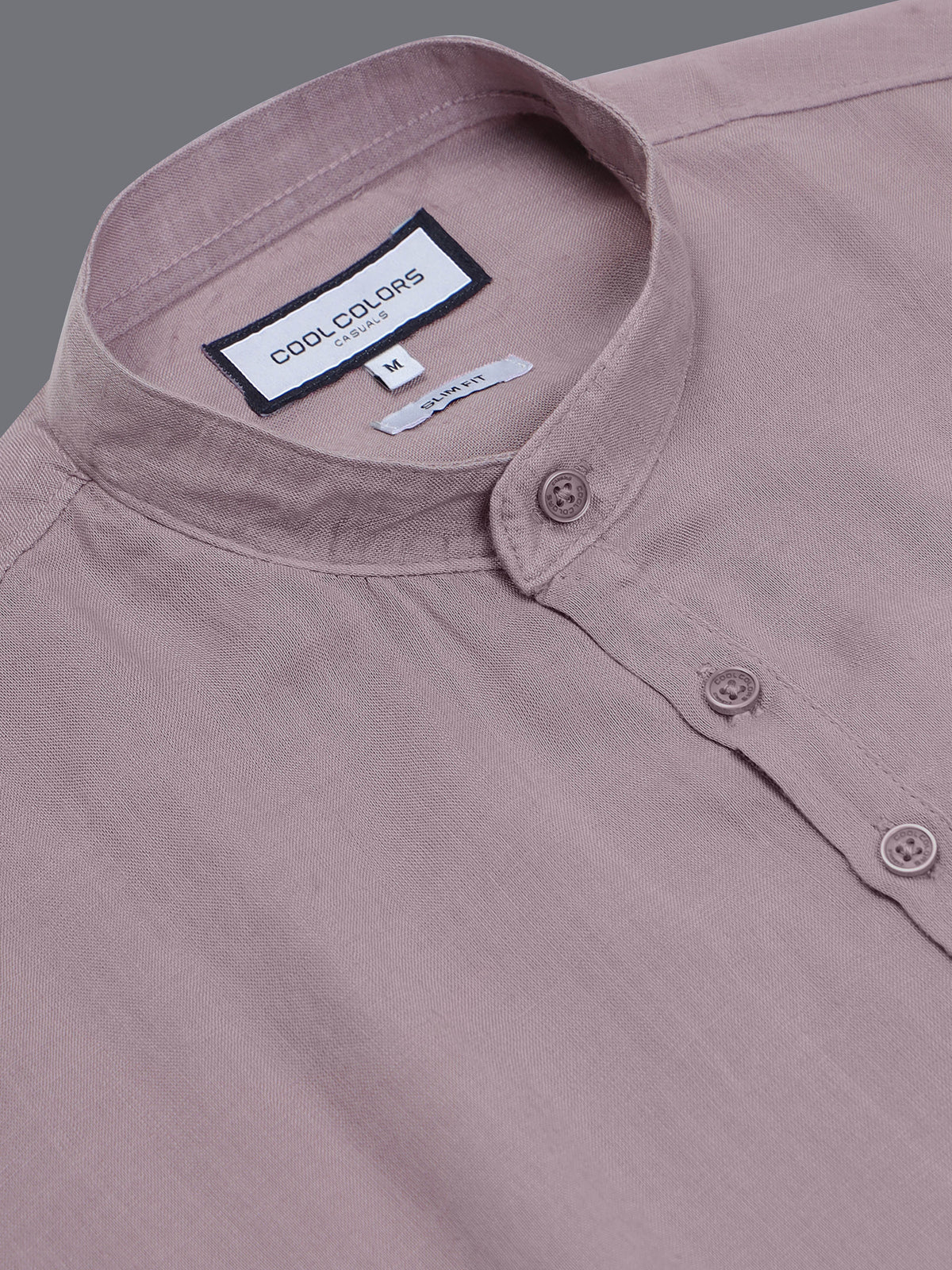 Men Dusty Pink Slim Fit Solid Linen Texture Casual Kurta Shirt
