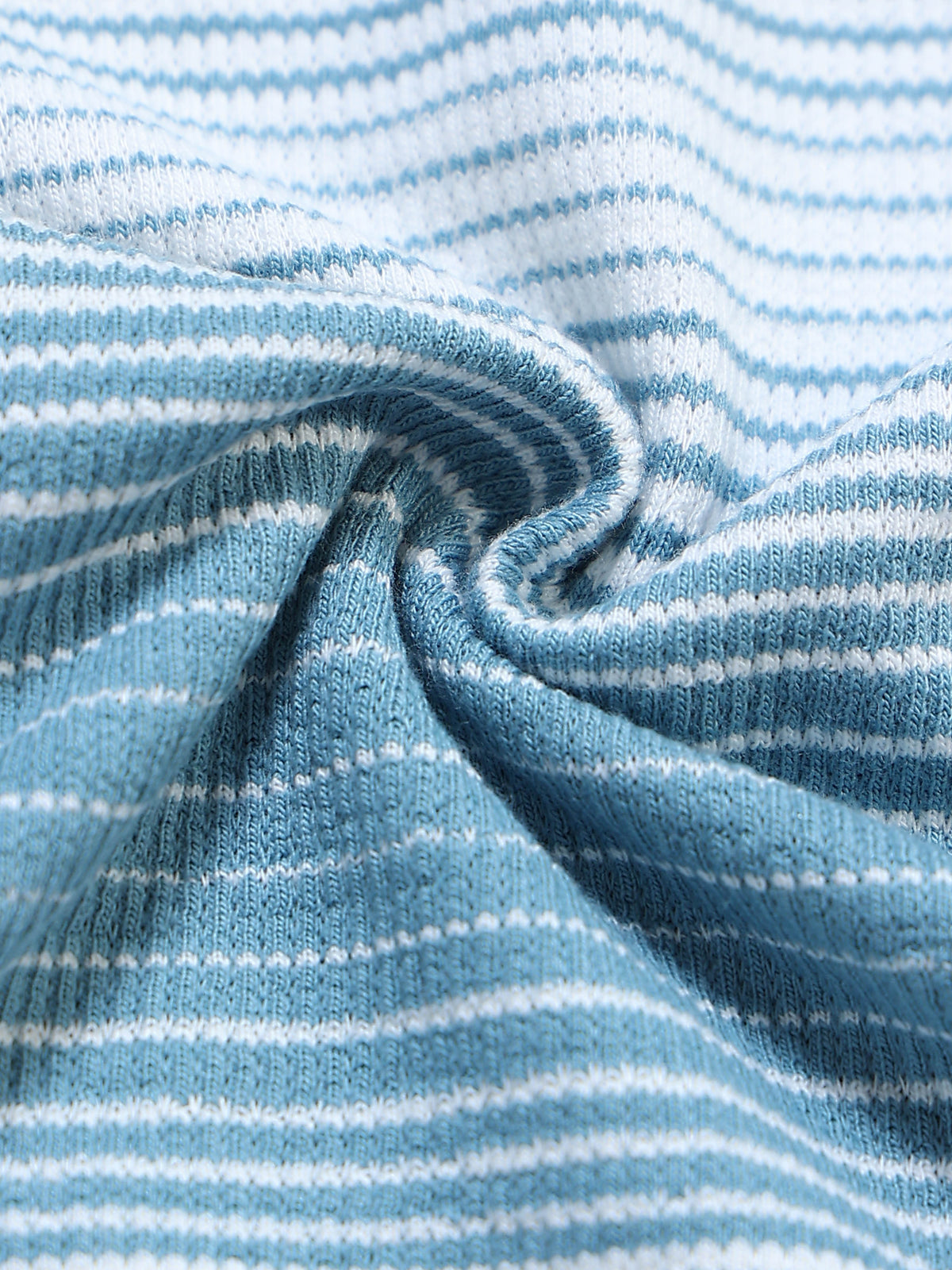 Men Light Blue Slim Fit Striped Polo T-Shirt with Chest Pocket