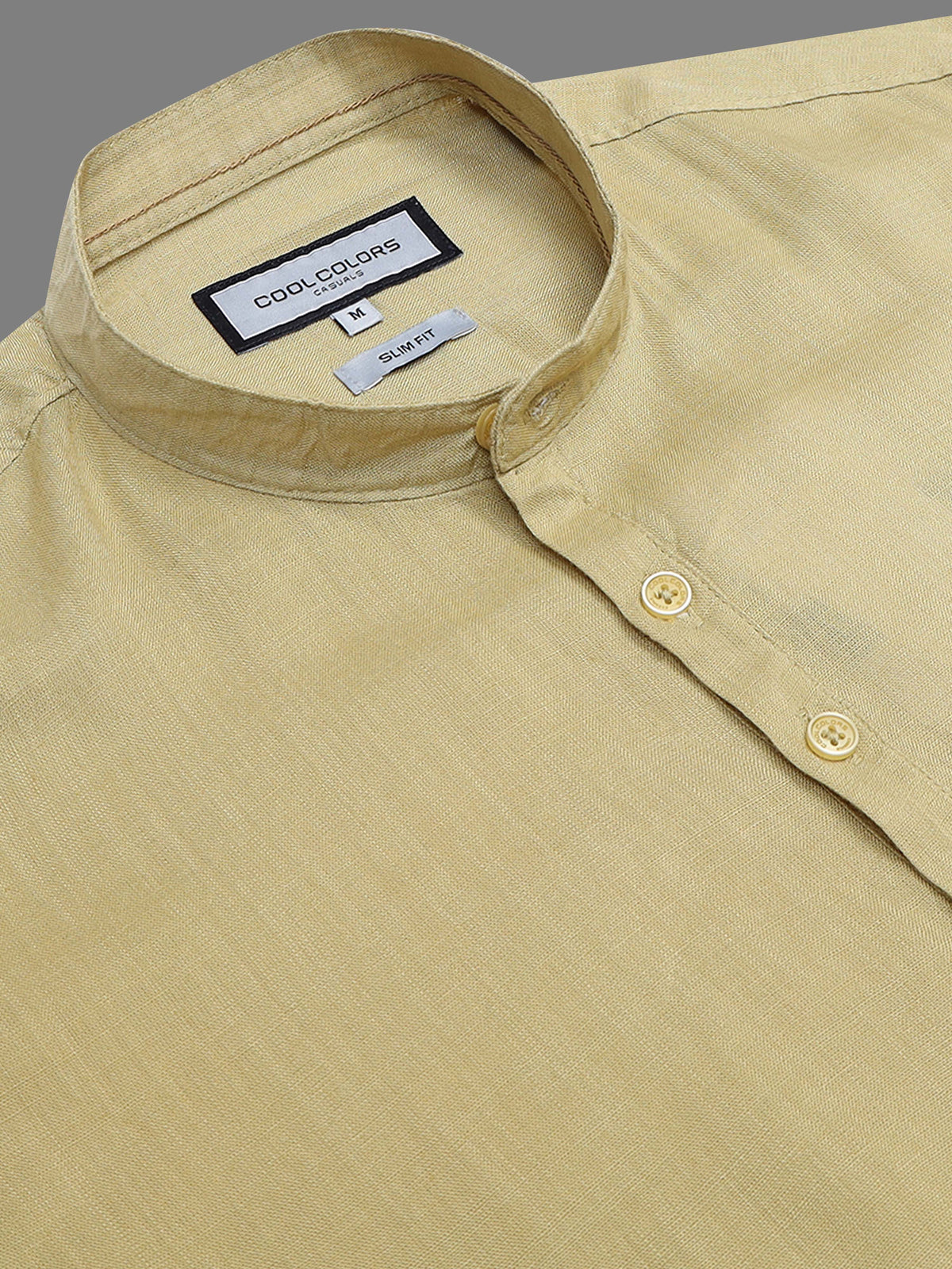 Men Yellow Slim Fit Solid Linen Texture Casual Kurta Shirt