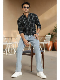 Men Green Checkered  Full Sleeve Slim Fit Casual Shirt