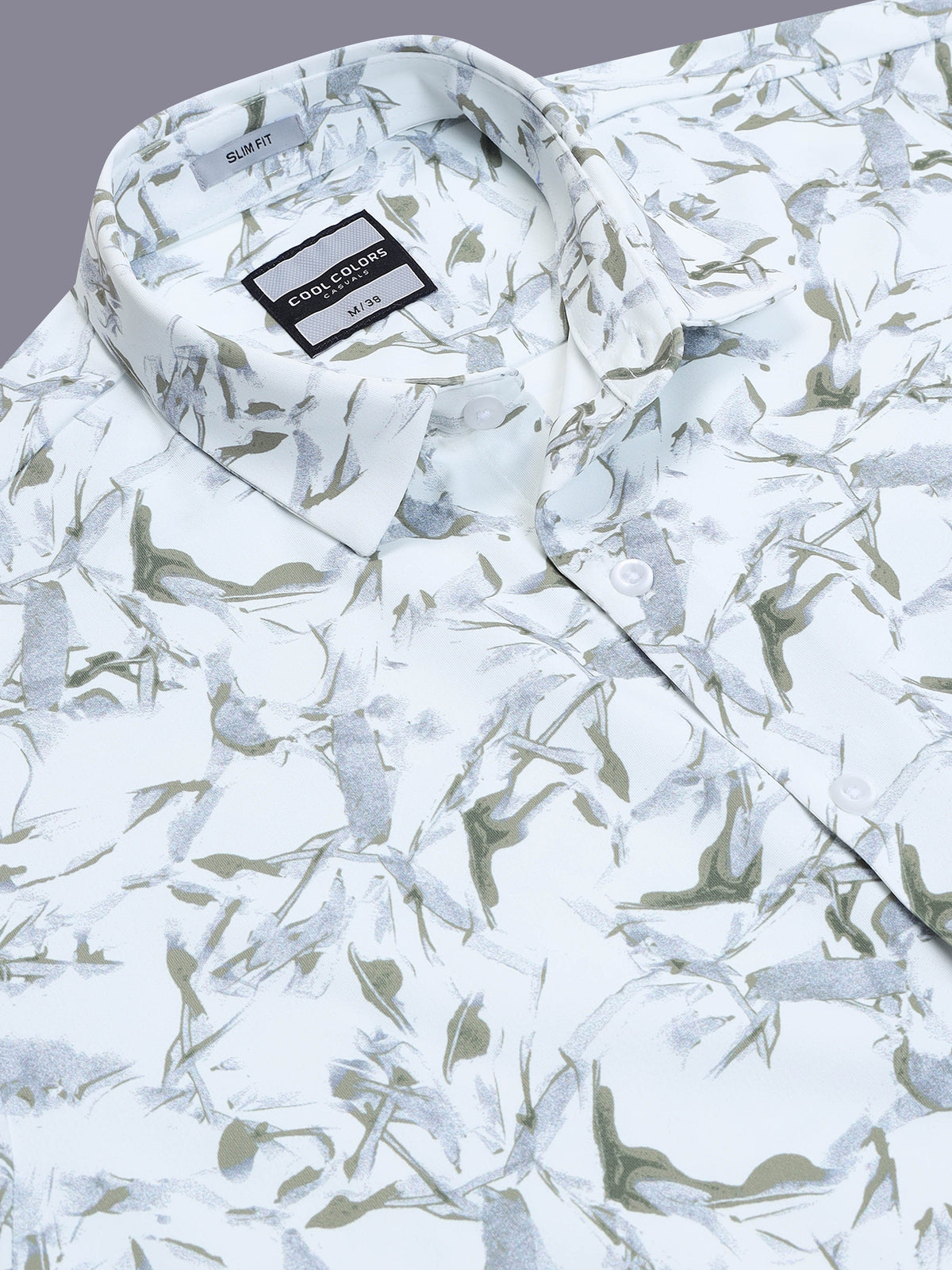 Men Green Slim Fit Cotton Lycra Abstract printed Casual Shirt