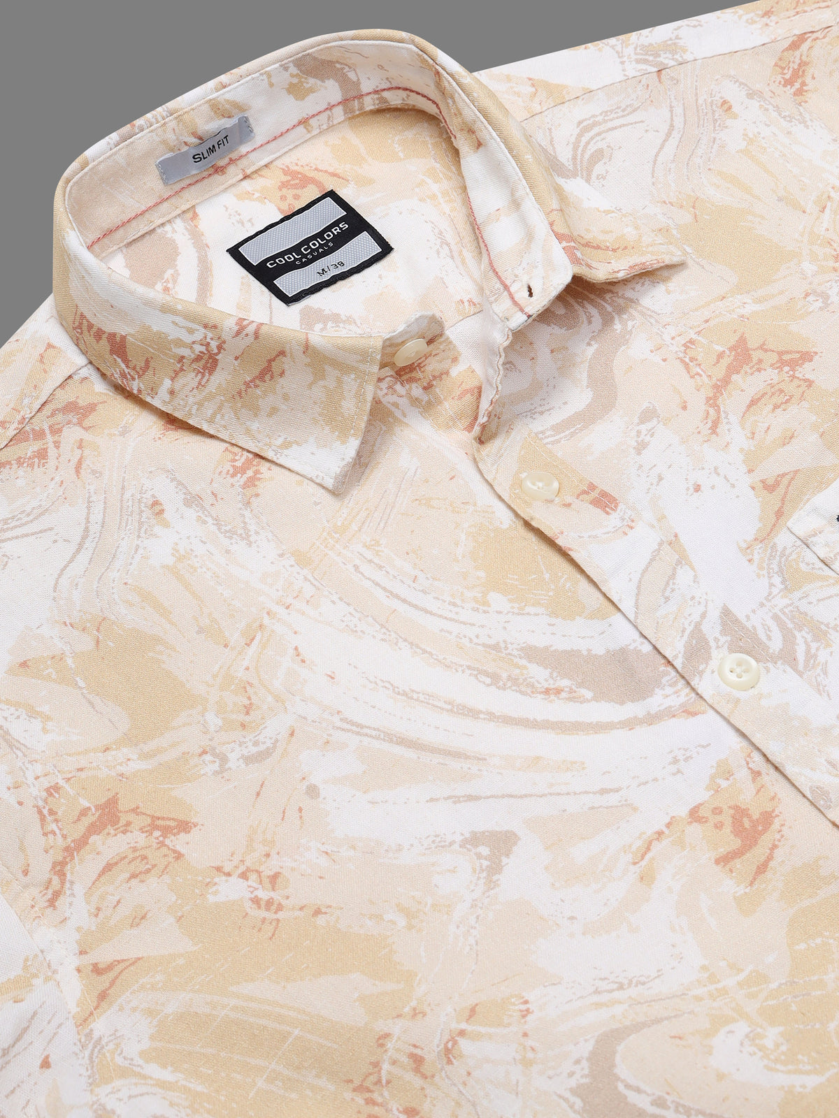Men Yellow Abstract Printed Slim Fit Casual Shirt