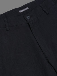 Men's Black Drift Fit Linen Trousers | Solid Design | Contemporary Fit | Smart-Casual & Office Wear