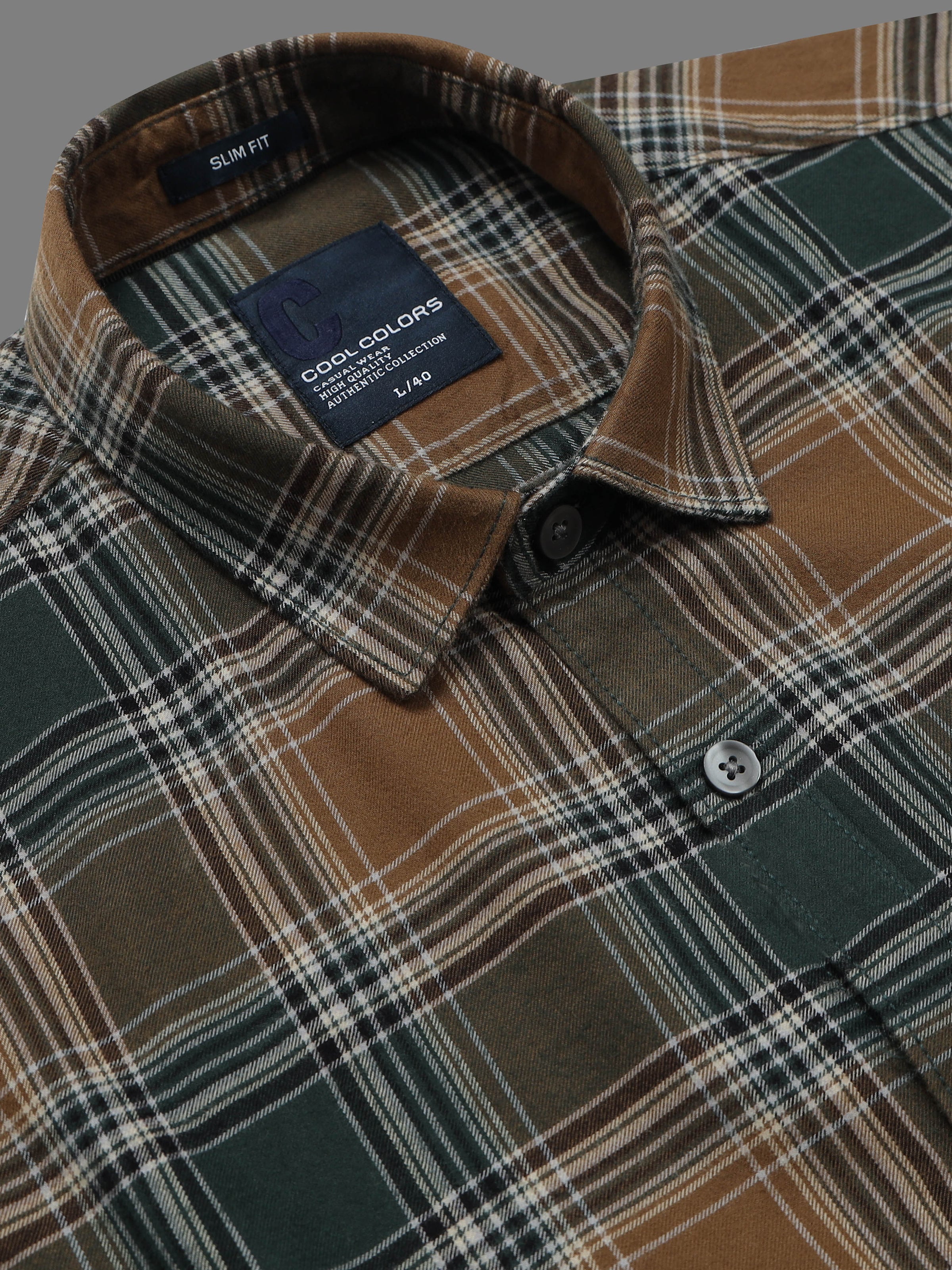Men Green Slim Fit Plaid Check Full Sleeve Casual Shirt