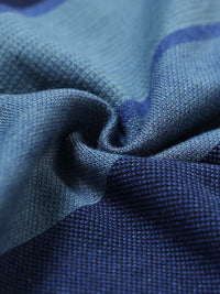Men's Teal Blue Textured Knit Striped Short Sleeves casual Polo T-Shirt