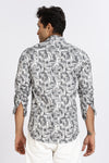 Men Grey Printed Full Sleeve Slim Fit Casual Shirt