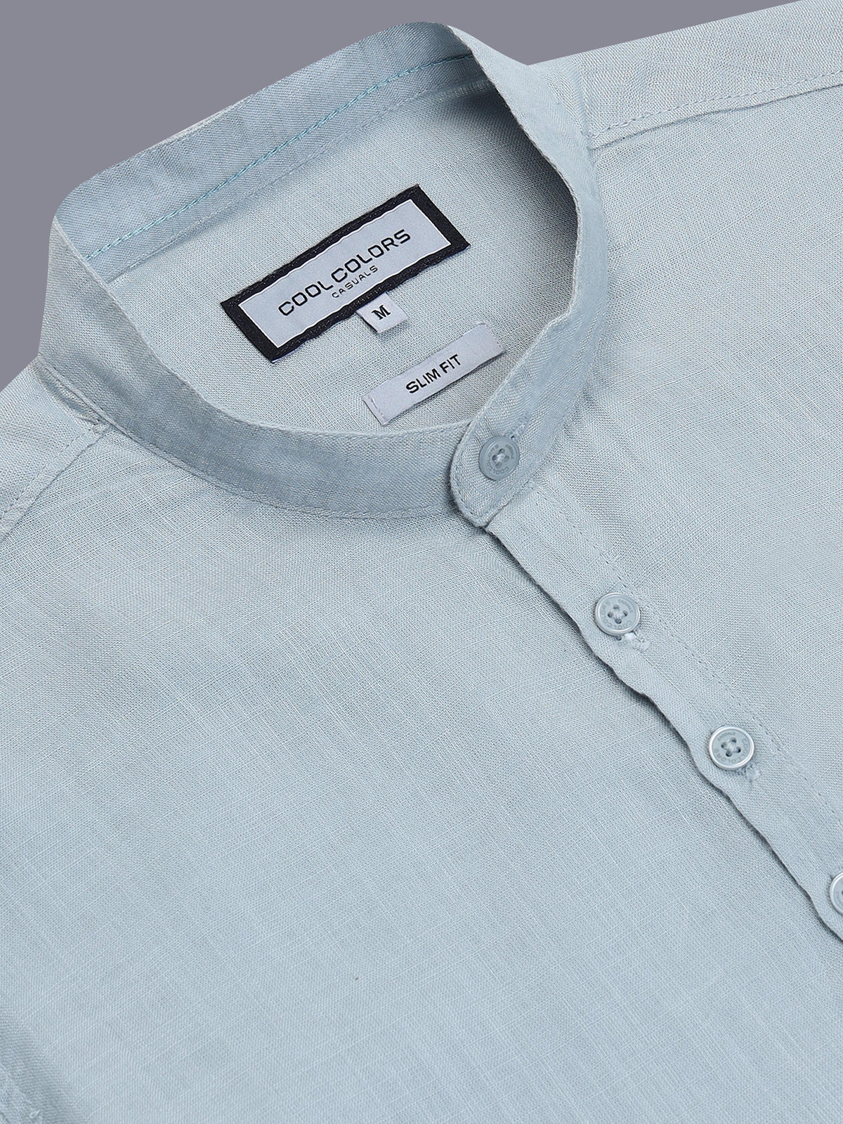 Men Grey Slim Fit Solid Linen Texture Casual Kurta Shirt