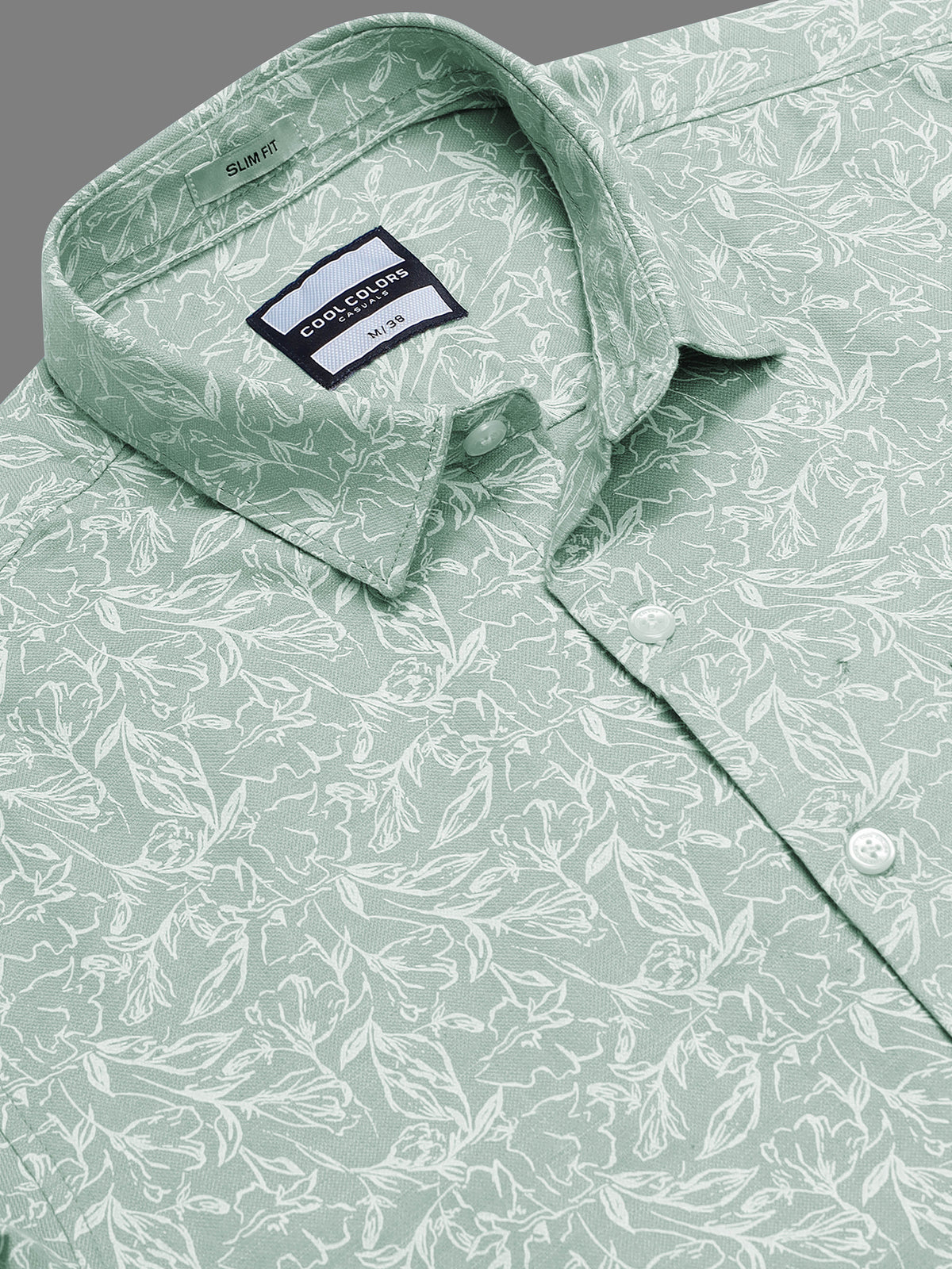 Men Light Blue Slim Fit Floral Printed Casual Shirt