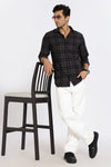 Men Grey Vintage Checks Full Sleeve Slim Fit Casual Shirts