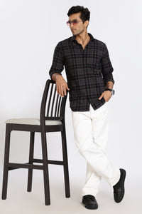 Men Grey Vintage Checks Full Sleeve Slim Fit Casual Shirts
