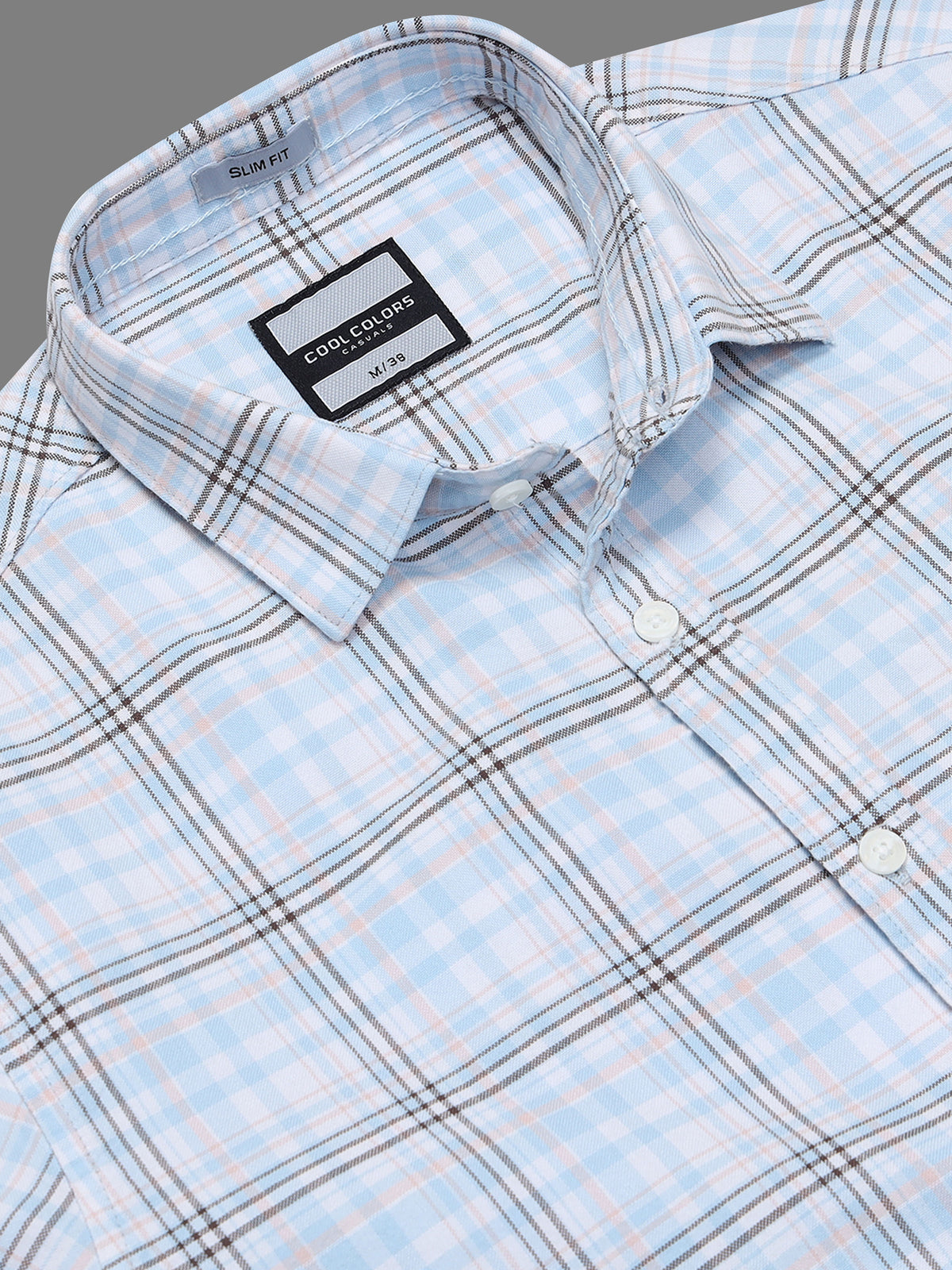 Men's Blue Slim Fit Checked Casual Shirt