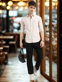 Pink Solid Regular Fit Casual Shirts