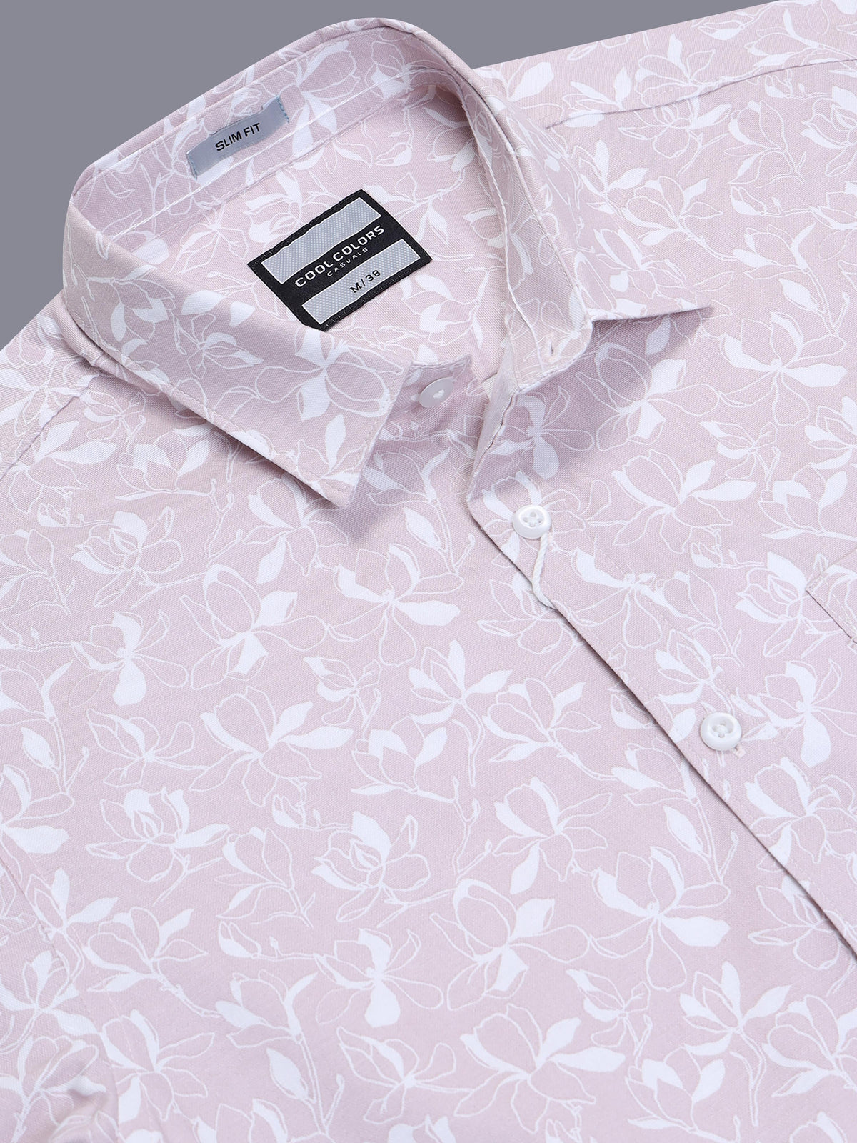 Men Mauve Floral Printed Slim Fit Casual Shirt