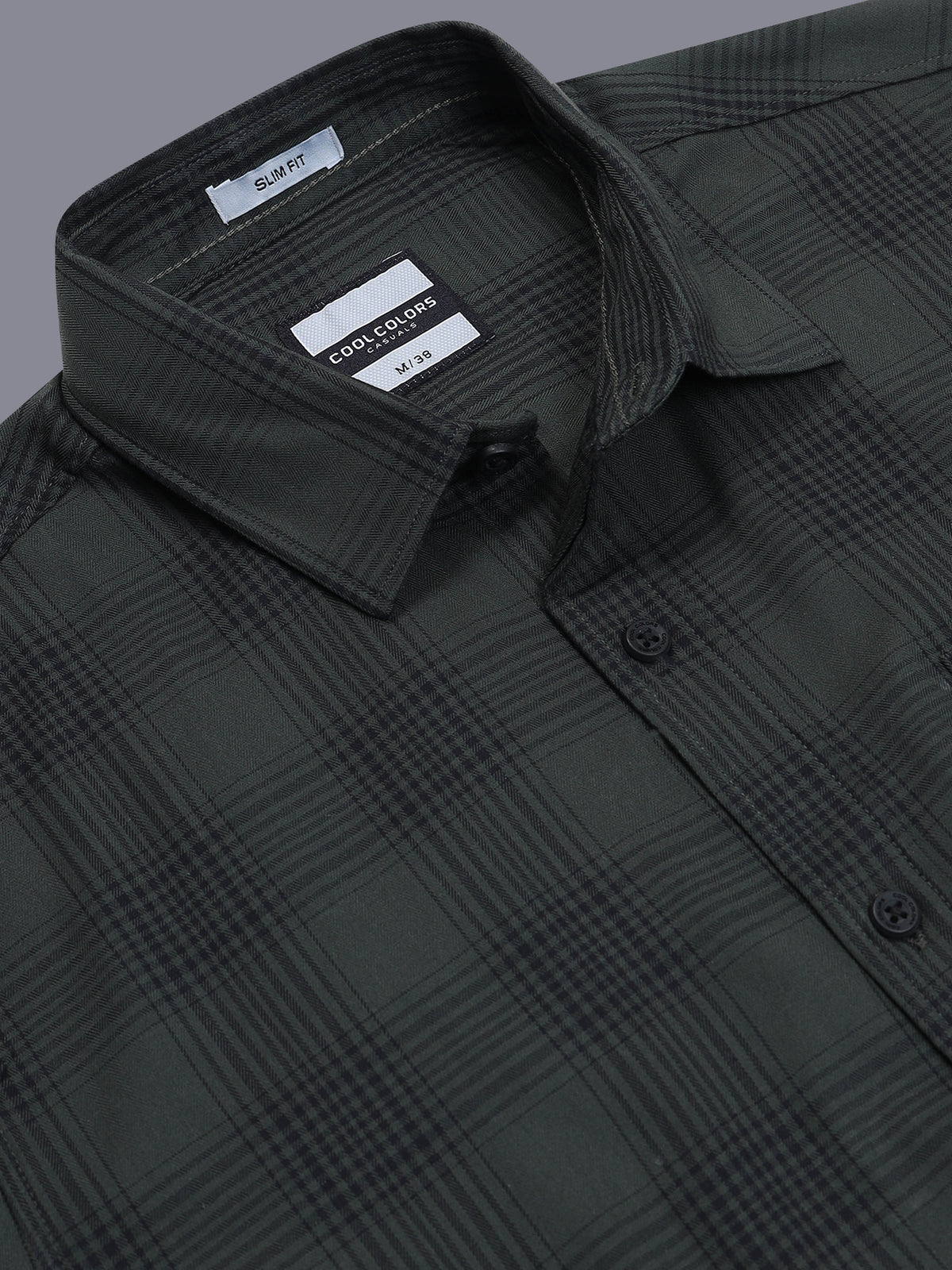 Men Green Tartan Checked Slim Fit Casual Shirt