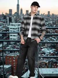 Black Plaid Checked Slim Fit Full Sleeve Shirt