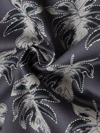Men Grey Slim Fit Leaf Printed Full Sleeve Casual Shirt